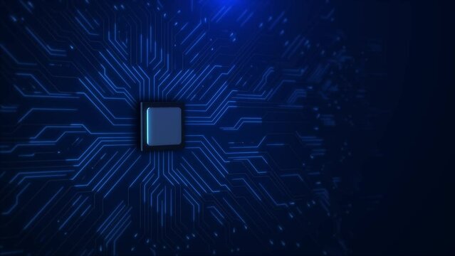 Circuit board, Chip processor, Mainboard code programmer. Quantum CPU on PCB motherboard with data Hi-tech computer engineer. Cyberpunk tech and database coding. CPU and GPU concept AI evolution