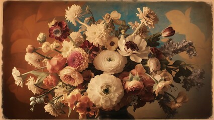 Beautiful flowers background vintage filter effect and color processing style pictures
