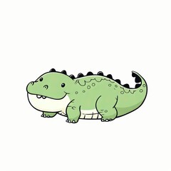 Green Cartoon Alligator Illustration