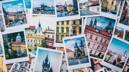 A collection of postcards featuring various cities and buildings