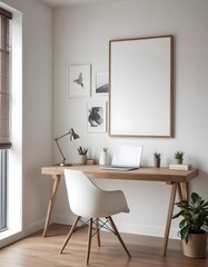 Frame mockup, ISO A paper size. Living room poster mockup. Modern interior design. Living room Interior mockup with house background. 3D render