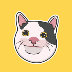 Smile Cat Meme Sticker Vector Cute Illustration