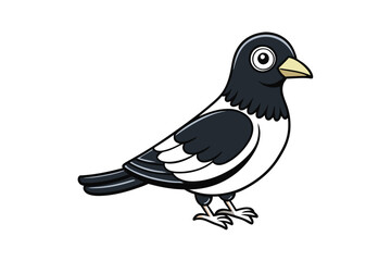 Obraz premium black and White flat vector illustration silhouette single bird 