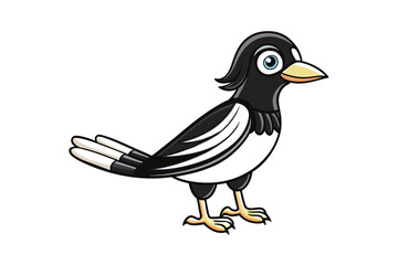 black and White flat vector illustration silhouette single bird 