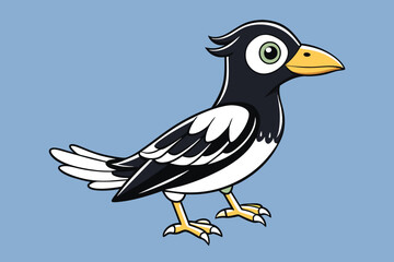 black and White flat vector illustration silhouette single bird 