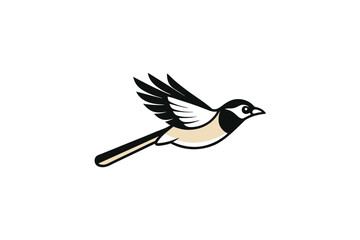 Blackpoll Warbler bird flying icon vector 