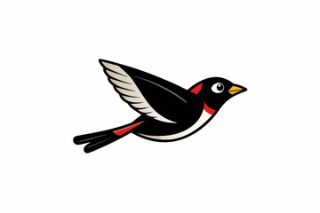 Blackpoll Warbler bird flying icon vector 