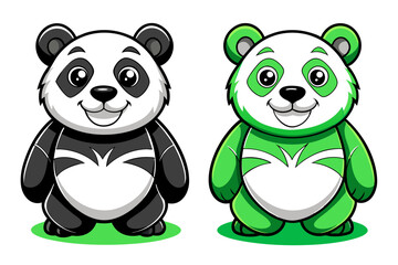 panda different style vector illustration line art