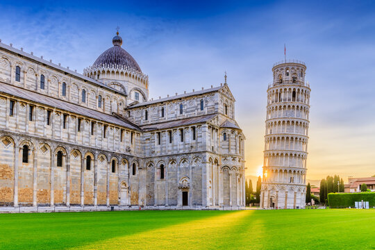 Leaning Tower of Pisa and Pisa Cathedral.