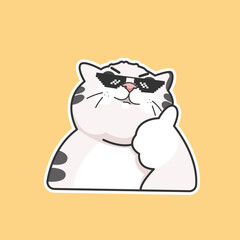 Sunglasses Cat Meme Sticker Vector Cute Illustration