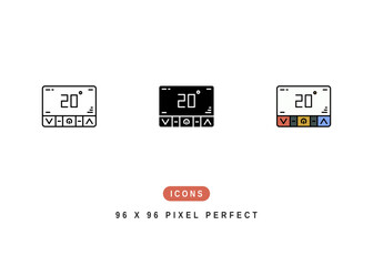 Thermostat Icon. Smart Temperature Controller Pictogram Graphic Illustration. Isolated Simple Line Icon For Infographic, App and Web Button.