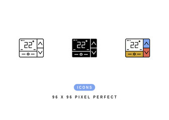 Thermostat Icon. Smart Temperature Controller Pictogram Graphic Illustration. Isolated Simple Line Icon For Infographic, App and Web Button.