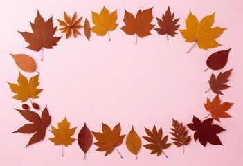 Obraz premium Autumn composition. Frame made of dried flowers, eucalyptus leaves, and berries on a gray background. Autumn, fall, thanksgiving day concept. Flat lay, top view, copy space