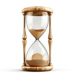 Illustration Wooden Hourglass With Sand Dripping Down isolated on white background