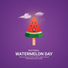 National Watermelon Day creative ads design. Watermelon Day icon isolated on Template for background. Watermelon Day ads poster, August 3. Important day