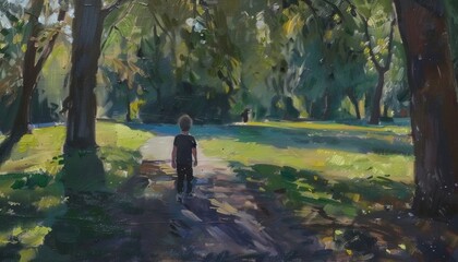 Fototapeta premium Lost Boy: The Mysterious Encounter at Park AR 7:4