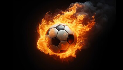 Fototapeta premium Fiery Soccer Ball in Motion