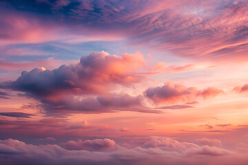 Obraz premium A Pink Sky Above Layers of Clouds at Sunset
