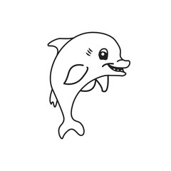 hand drawn dolphin outline vector illustration