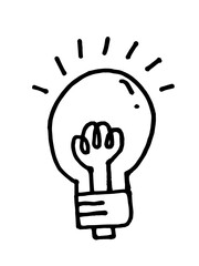 Light blub icon element hand drawn blak line doodle cartoon
