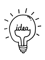 Light blub icon element hand drawn blak line doodle cartoon with world idea