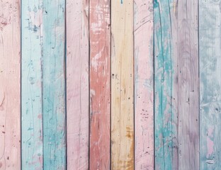 Colorful pastel soft-toned wood banner background with old wooden planks.