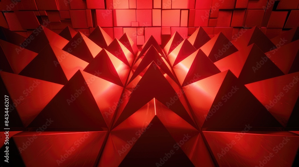 Poster bold 3d background with a grid of pyramids, providing a central area for text