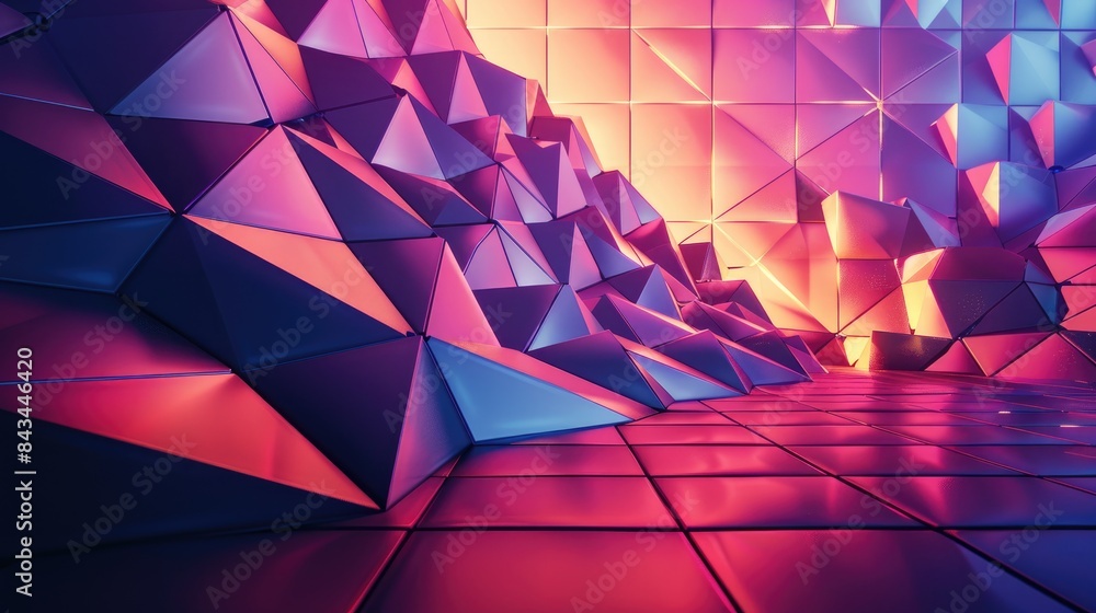 Aufkleber bold 3d background with a grid of pyramids, providing a central area for text