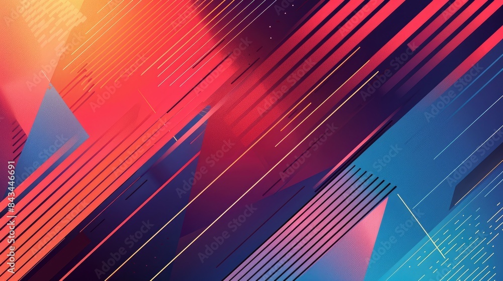 Poster bold gradient geometric background with diagonal lines and polygons, featuring a blank area for text