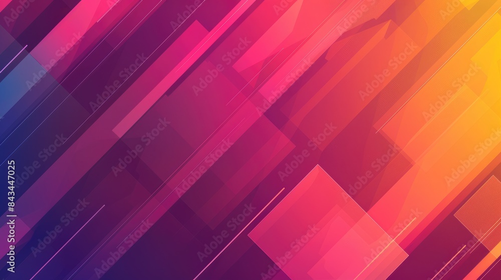 Poster bold gradient geometric background with diagonal lines and polygons, featuring a blank area for text