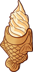 Taiyaki Vanilla Ice Cream Illustration