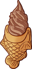 Taiyaki Chocolate Ice Cream Illustration