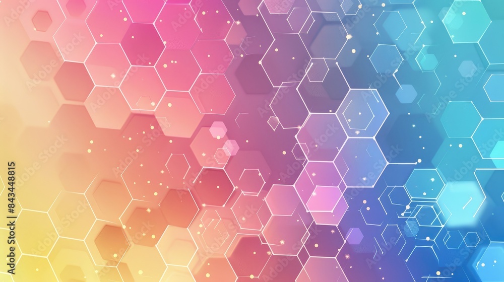 Poster colorful gradient geometric background with hexagonal patterns and a clear area for text, perfect fo