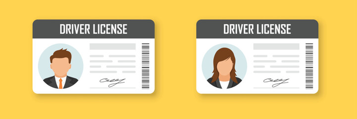 Driver license icon in flat style. Identification document vector illustration on isolated background. Profile card sign business concept.