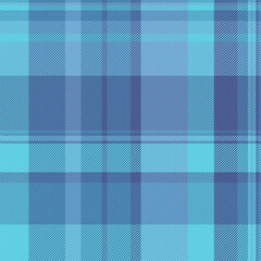 Merry christmas plaid seamless tartan, frame pattern background fabric. Cotton textile vector texture check in cyan and blue colors.