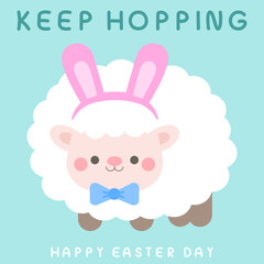 Naklejka premium Happy Spring Easter Egg hunt invitation greeting card pastel cartoon style illustration