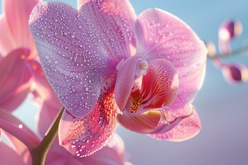 Very detailed macro ultra realistic orchid flower, morning sunlight.