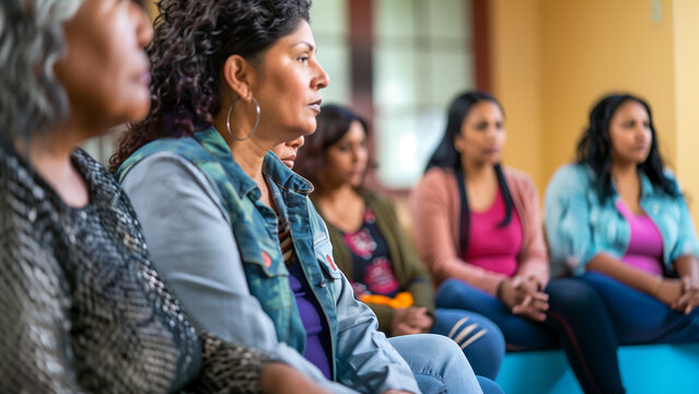 a close-up image of a support group for veterans from a specific ethnic background, discussing common experiences and strategies for coping, Culturally Responsive Supports, cultura