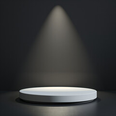 white round podium with spotlights, dark background, Ai generated Images