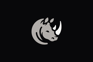 Rhinoceros. Beautiful modern logo. Monochrome, flat, vector illustration	
