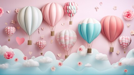 pink background with balloons