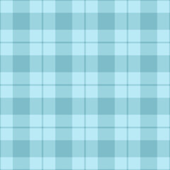 Checkered seamless tartan texture, comfort background plaid vector. Duvet pattern check textile fabric in cyan and light colors.