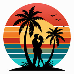 vector-art-retro-vintage-style-sunset--palm-tree