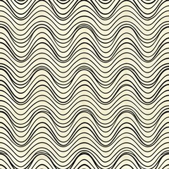 Black lines wave on white background seamless pattern