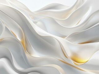 Obraz premium Flowing, white and gold translucent fabric-like shapes create an elegant, abstract design with soft curves, shimmering accents, and smooth layers, exuding a sense of fluidity and lightness.
