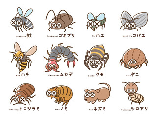 害虫駆除のイラストセット