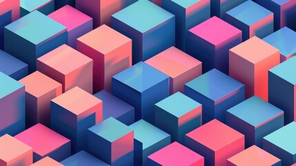 Obraz premium Isometric background featuring a pattern of 3D blocks with a spacious area for text in the upper right corner.