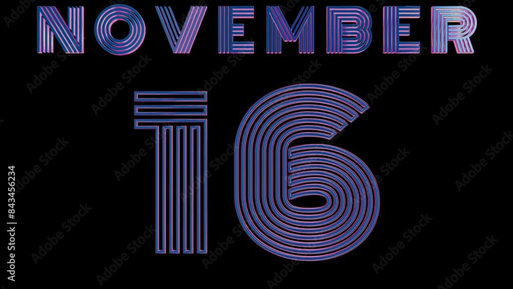 Aufkleber Neon Retro Calendar Loop Animation -  November