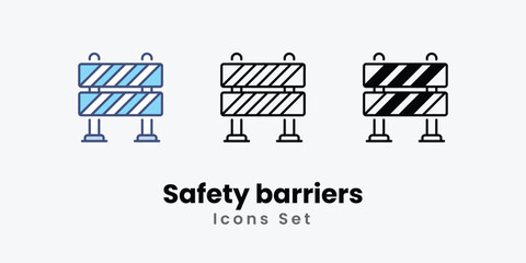 Safety barriersicons vector set stock illustration.