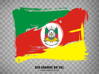 Flag of Rio Grande do Sul from brush strokes. Federal Republic of Brazil. Flag Rio Grande do Sul of Brazil on transparent background for your web site design, app, UI. Brazil. Stock vector. EPS10.